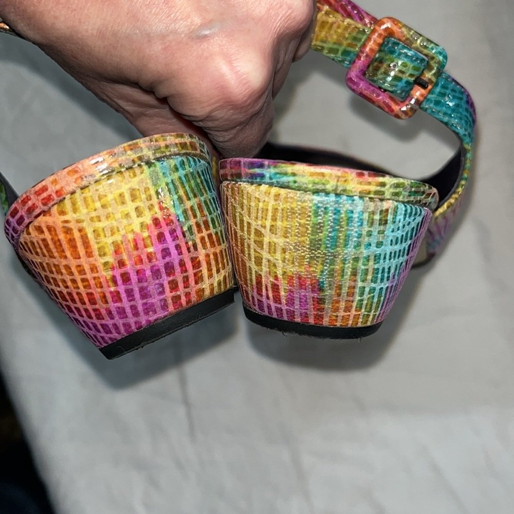 Vaneli Multicolored Open Toed Sling Back Shoes Si… - image 5